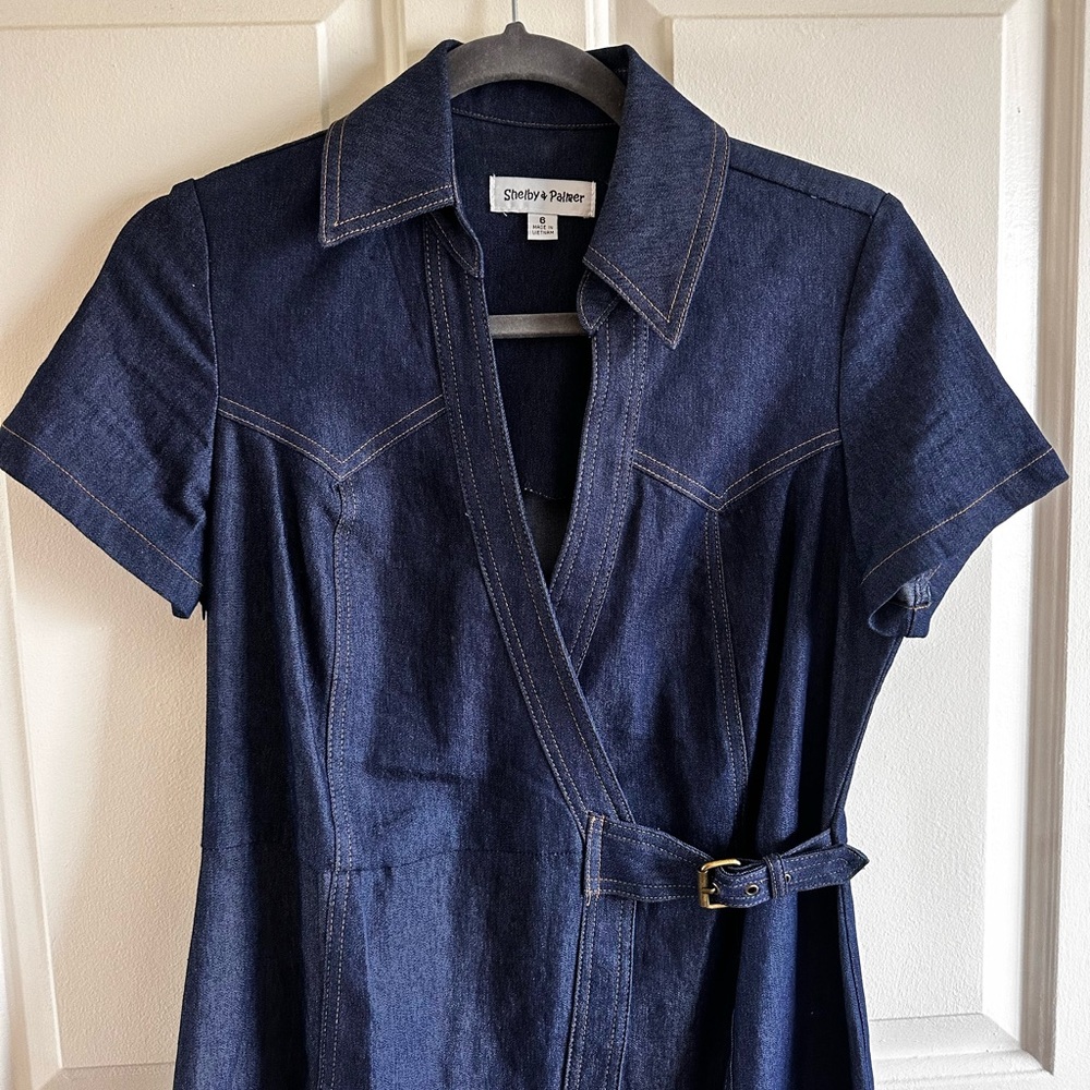 Shelby & Palmer Dark Blue Denim Midi Dress